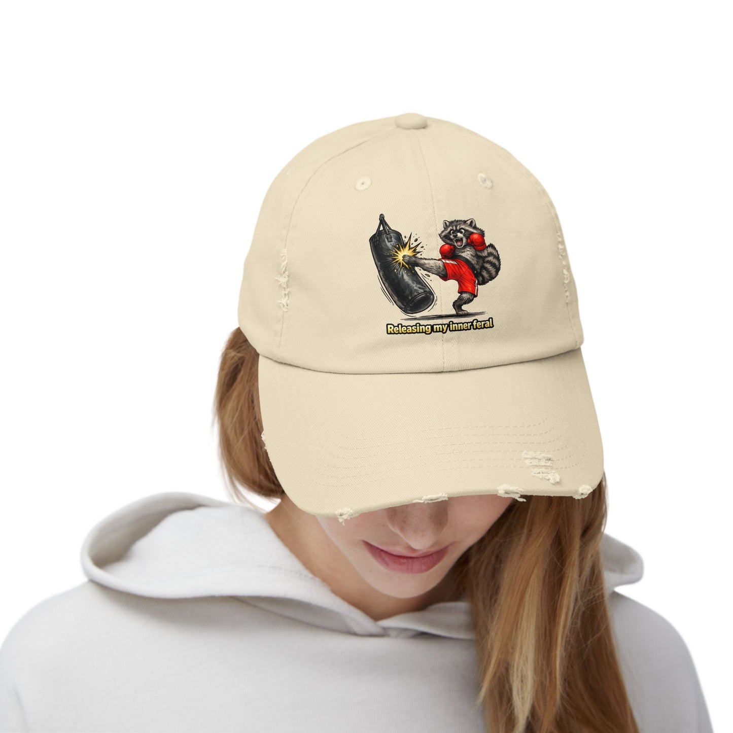 Inner Feral Distressed Cap — Raccoon Mom/Dad Funny Dad Hat