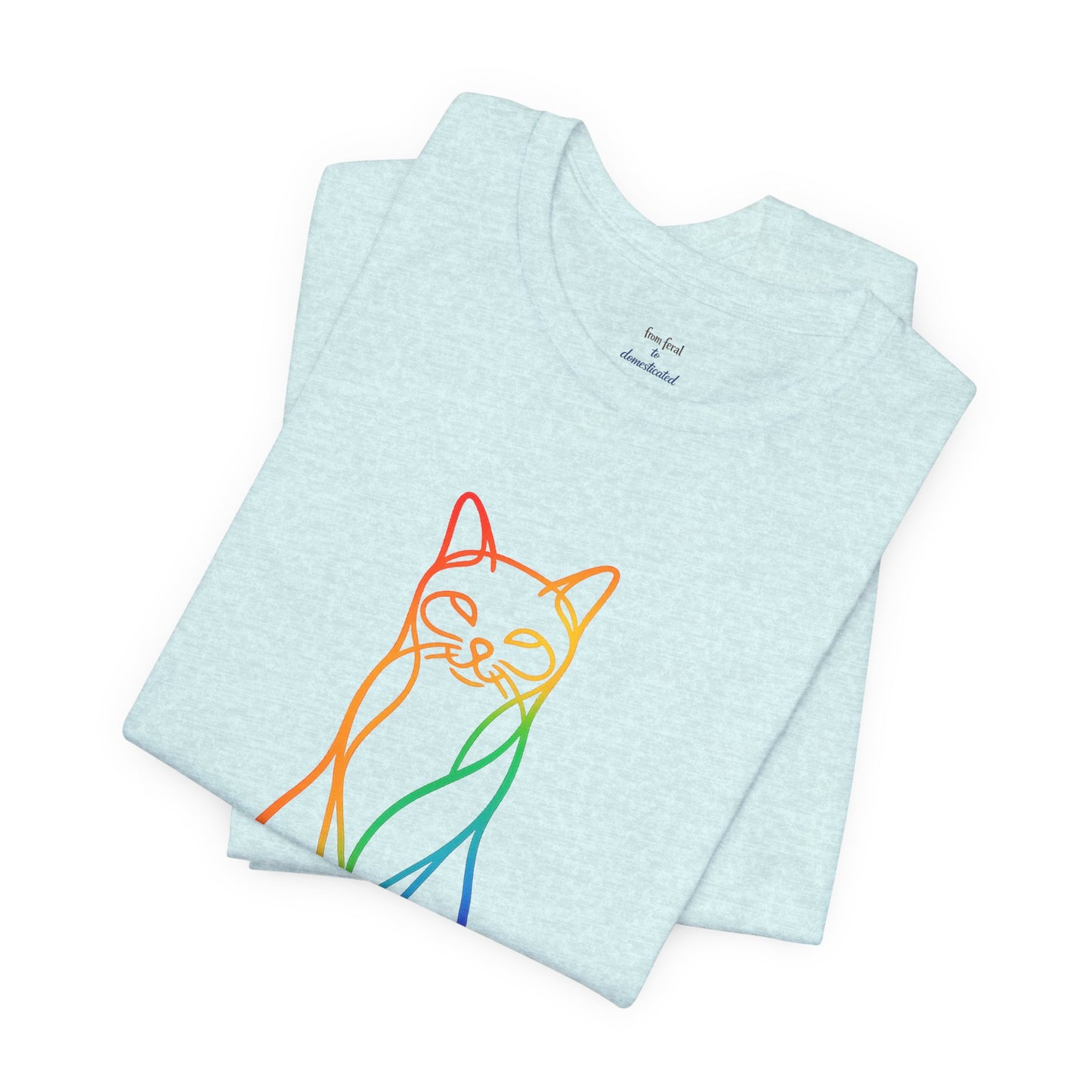 Colorful Line-Work Sitting Cat T-Shirt