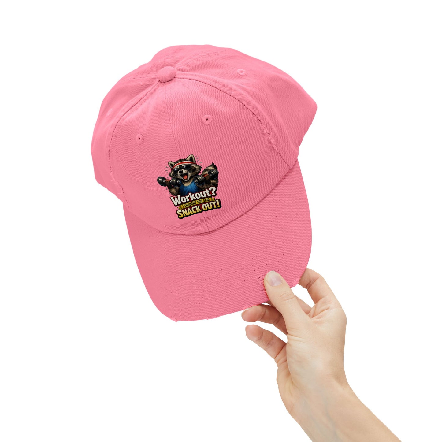 Snack Out Distressed Cap — Raccoon Mom/Dad Funny Dad Hat