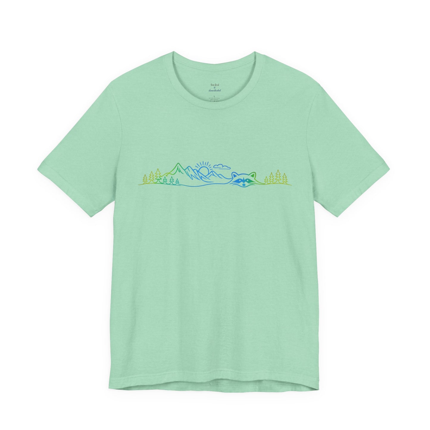 Raccoon Tee — Minimal Line Raccoon Scenic Graphic T-Shirt