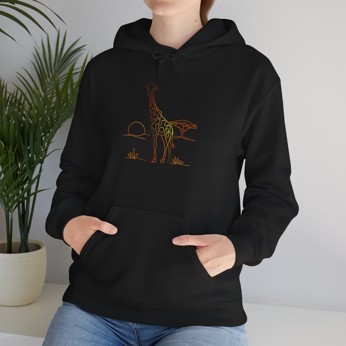 Giraffe Line Art Hoodie – Minimal Safari Illustration