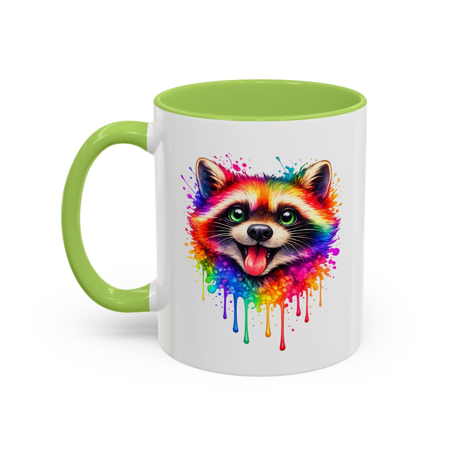 Cheerful Watercolor Raccoon Accent Coffee Mug