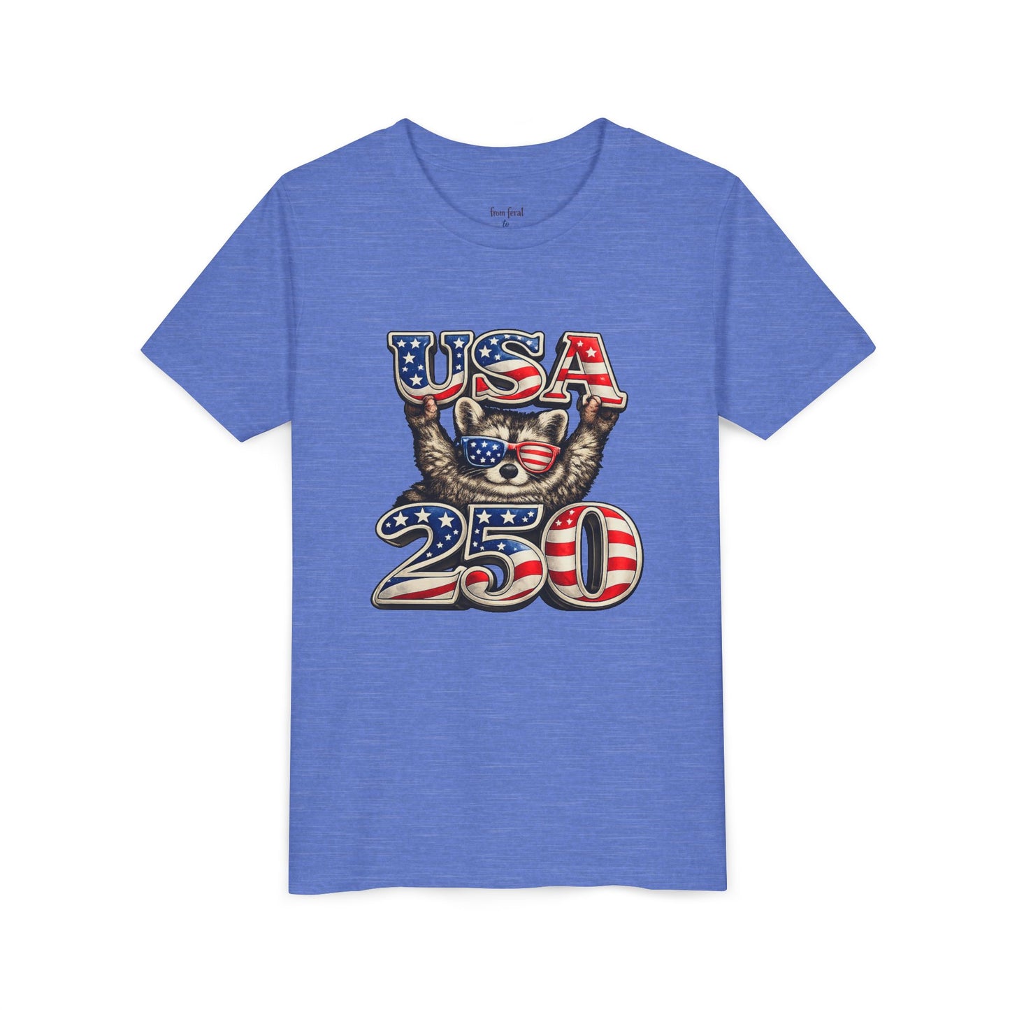 Patriotic Raccoon Youth Tee — Raccoon with USA 250