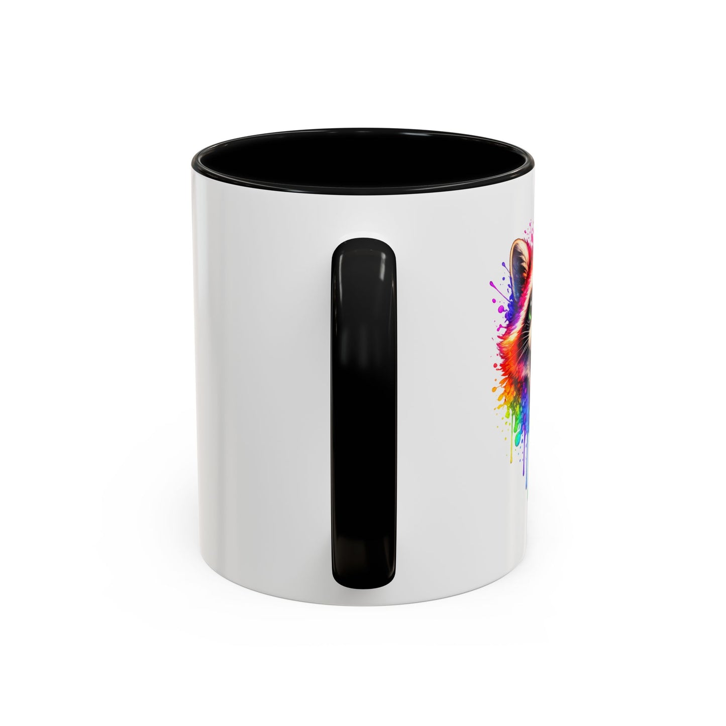 Cheerful Watercolor Raccoon Accent Coffee Mug