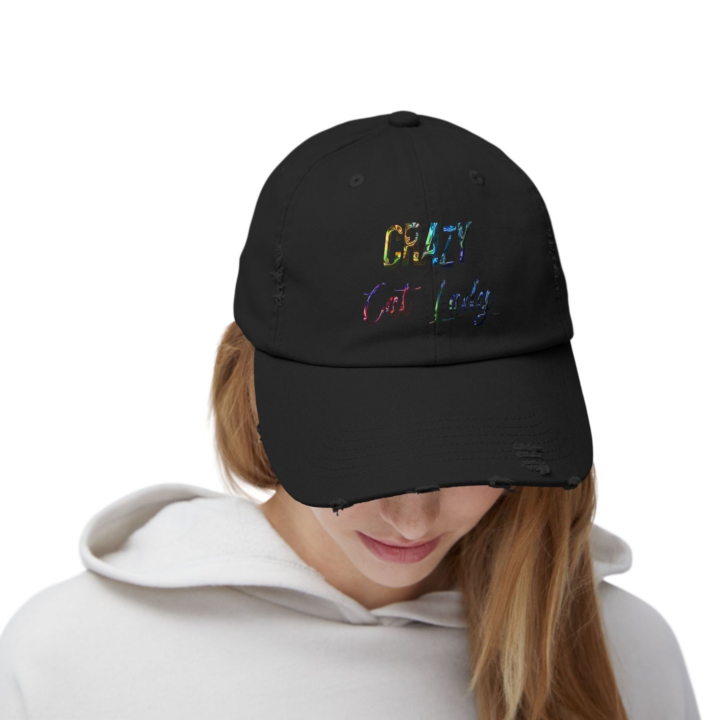 "Crazy Cat Lady" Distressed Cap —  Funny Truth Hat