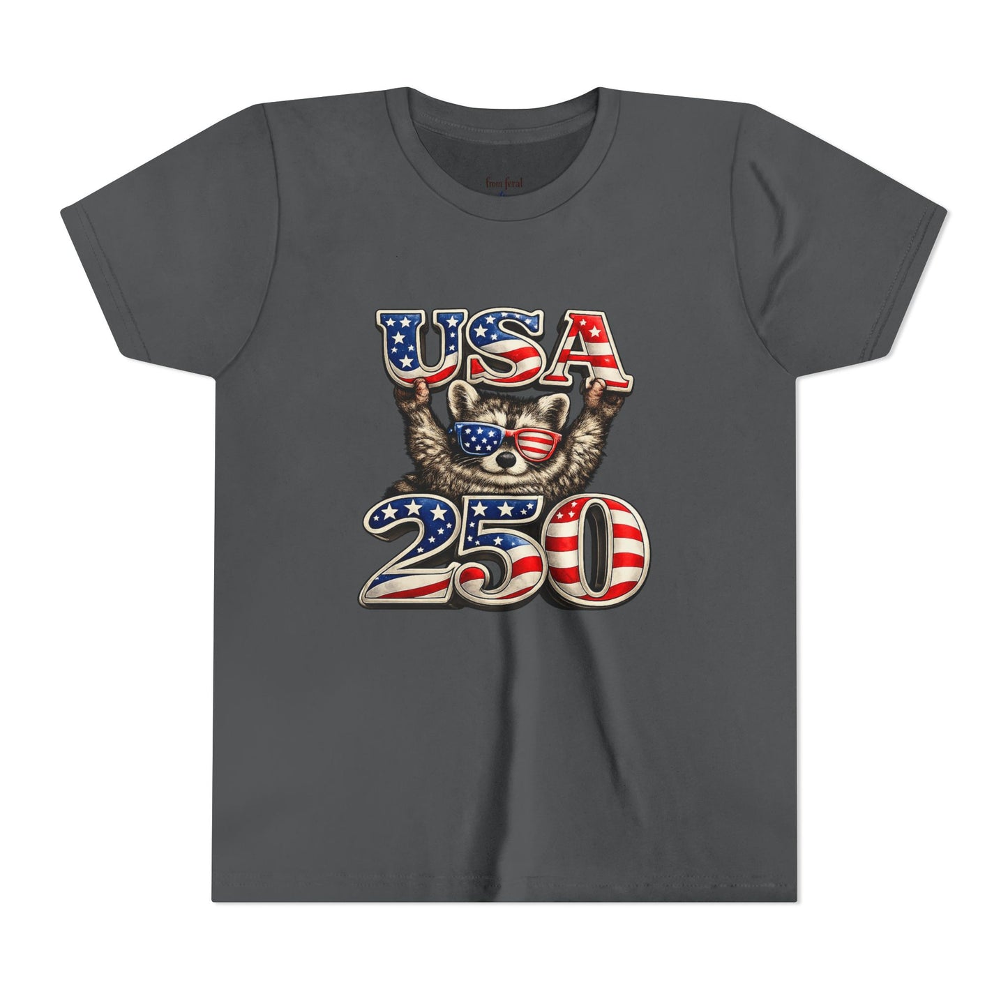 Patriotic Raccoon Youth Tee — Raccoon with USA 250