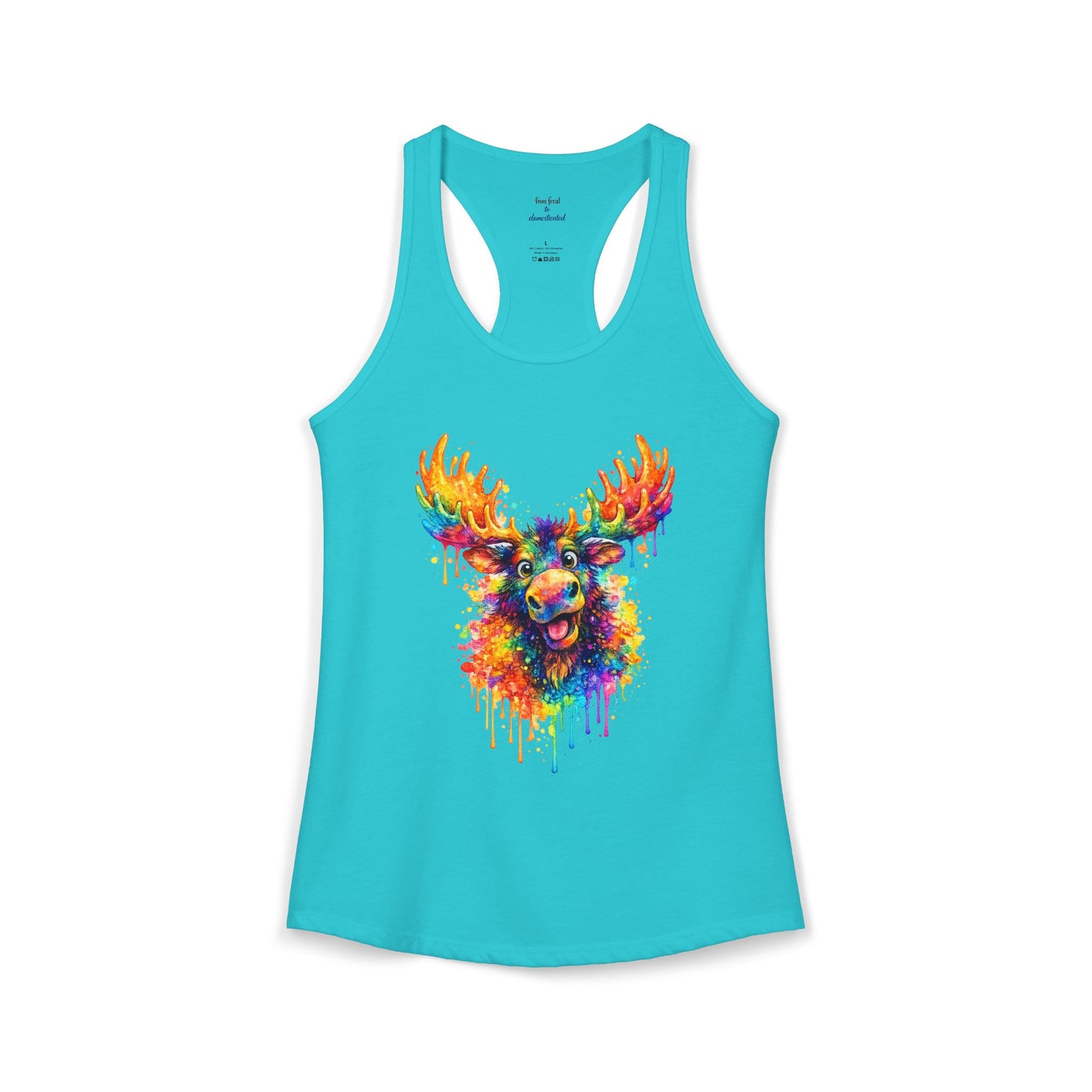 Watercolor Wildlife Moose Racerback Tank