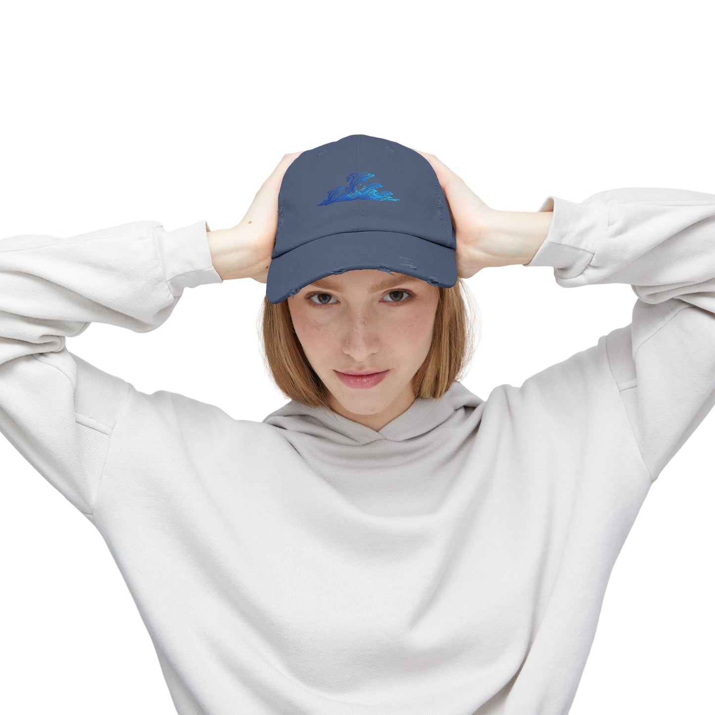 Splashing Dolphin Pod | Distressed Cap