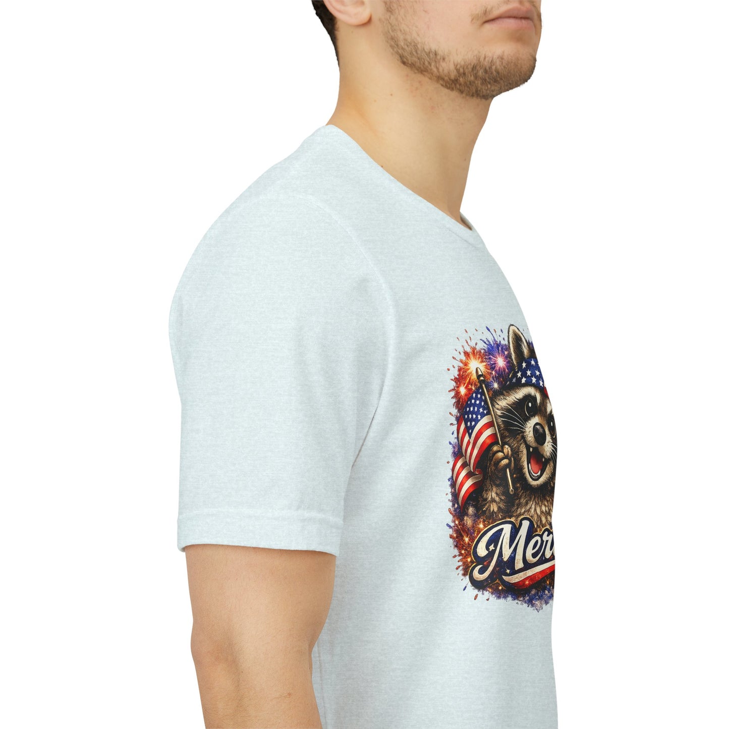 Patriot Raccoon 250th Anniversary T-Shirt — 4th of July Fireworks Flag Tee