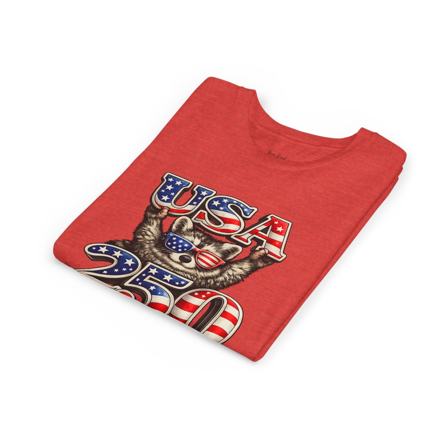 Patriotic Raccoon Youth Tee — Raccoon with USA 250
