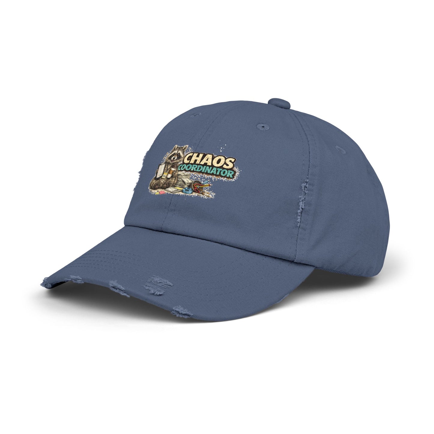Chaos Coordinator Distressed Cap — Raccoon Mom/Dad Funny Dad Hat