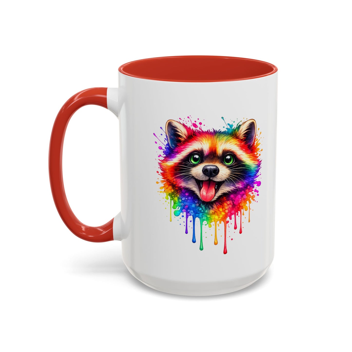 Cheerful Watercolor Raccoon Accent Coffee Mug