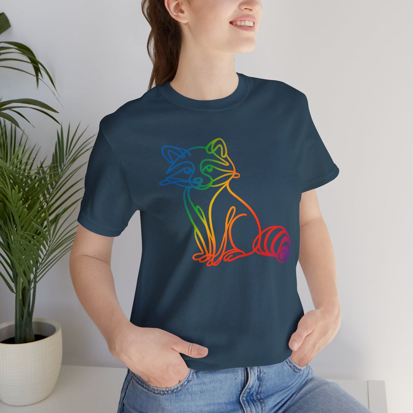 Raccoon Tee — Minimal Line Raccoon Scenic Graphic T-Shirt