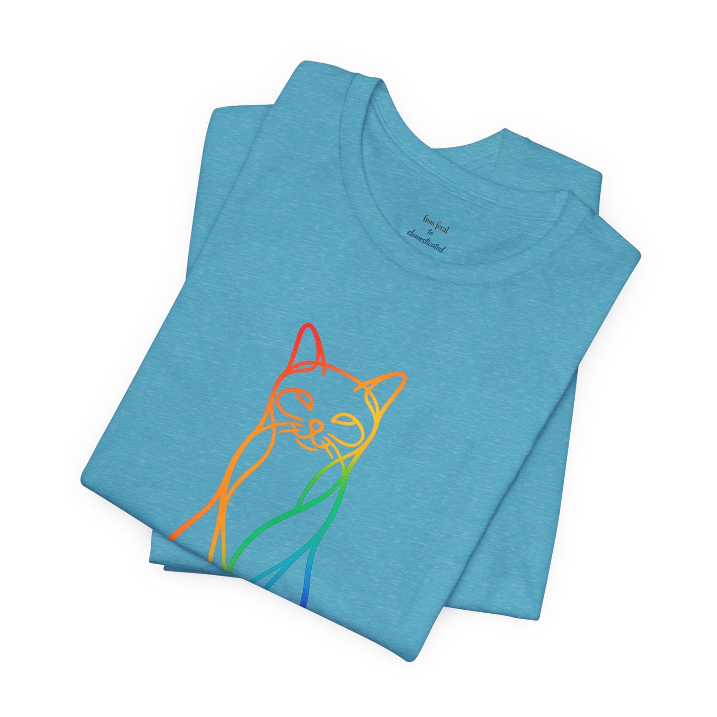 Colorful Line-Work Sitting Cat T-Shirt