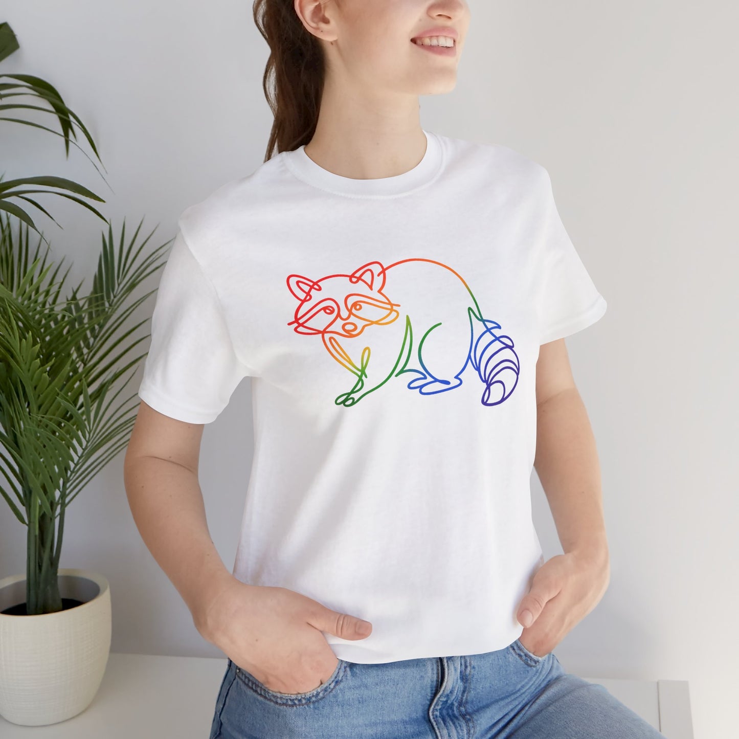 Raccoon Tee — Minimal Line Raccoon Scenic Graphic T-Shirt