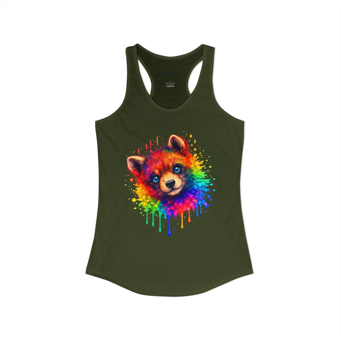 Watercolor Wildlife Bear Cub Racerback Tank