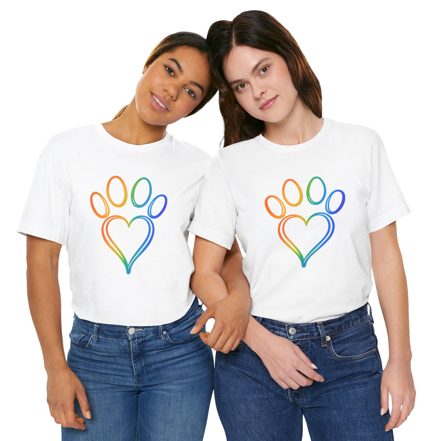 Heart/Paw Colorful Line-Work T-Shirt