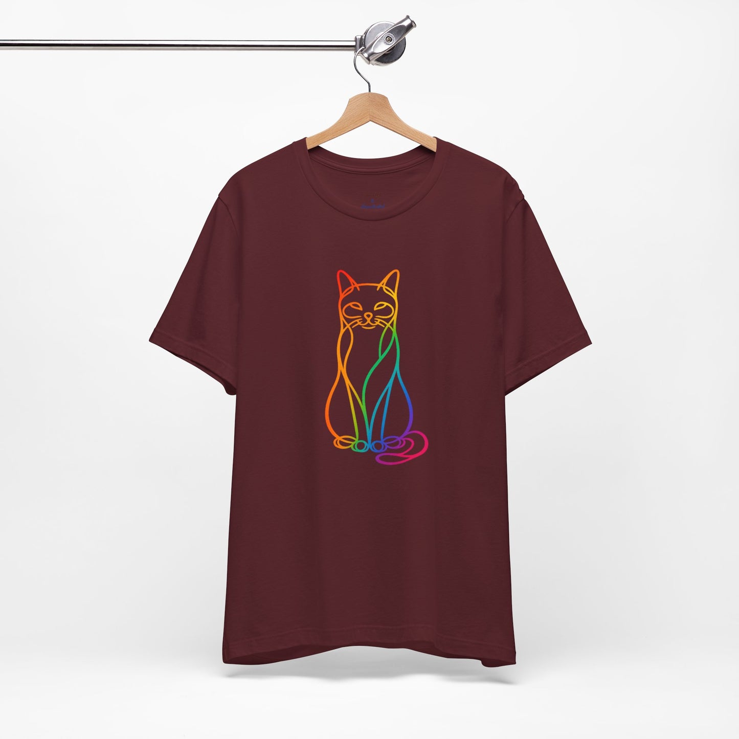 Colorful Line-Work Sitting Cat T-Shirt