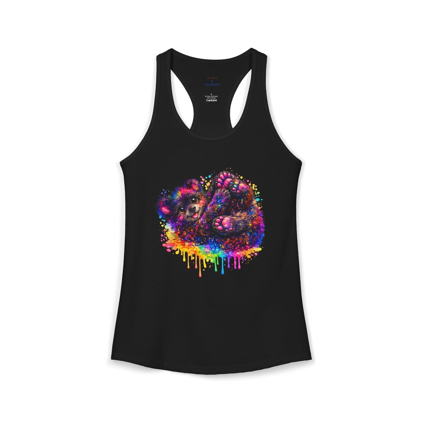 Watercolor Wildlife Bear Cub Racerback Tank