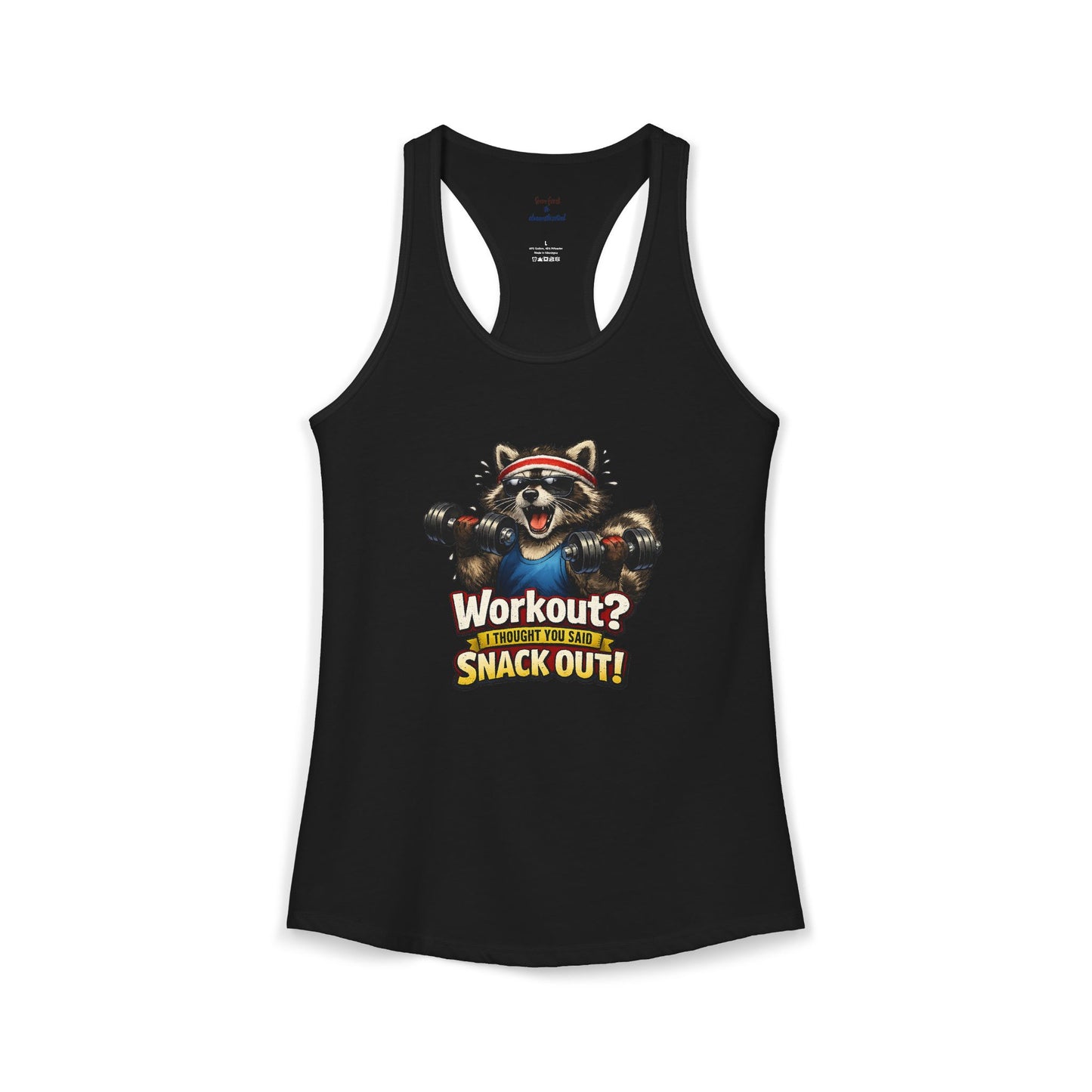Snack Out Raccoon Racerback Tank