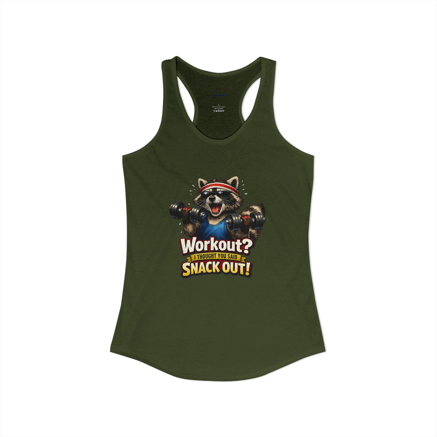 Snack Out Raccoon Racerback Tank