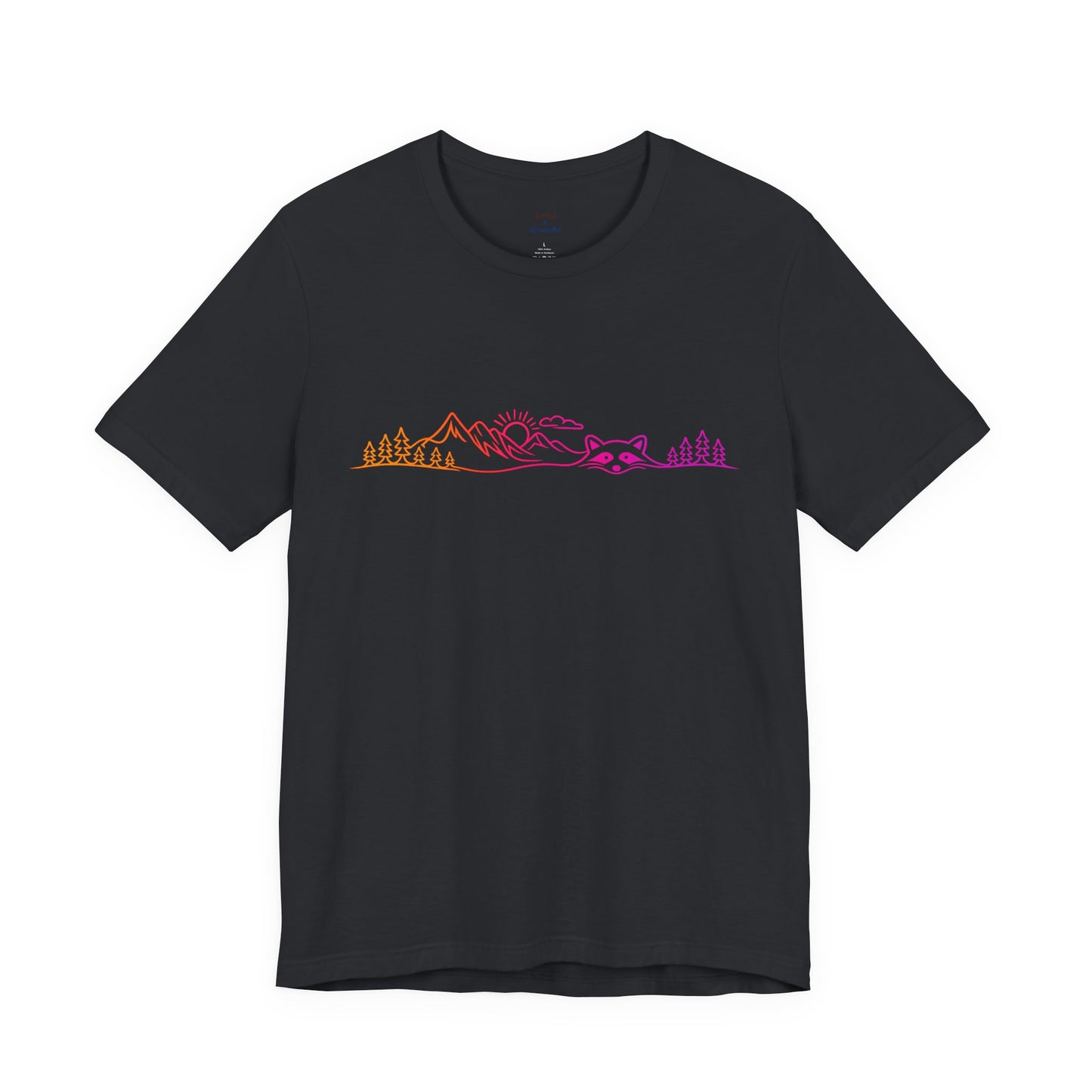 Raccoon Tee — Minimal Line Raccoon Scenic Graphic T-Shirt