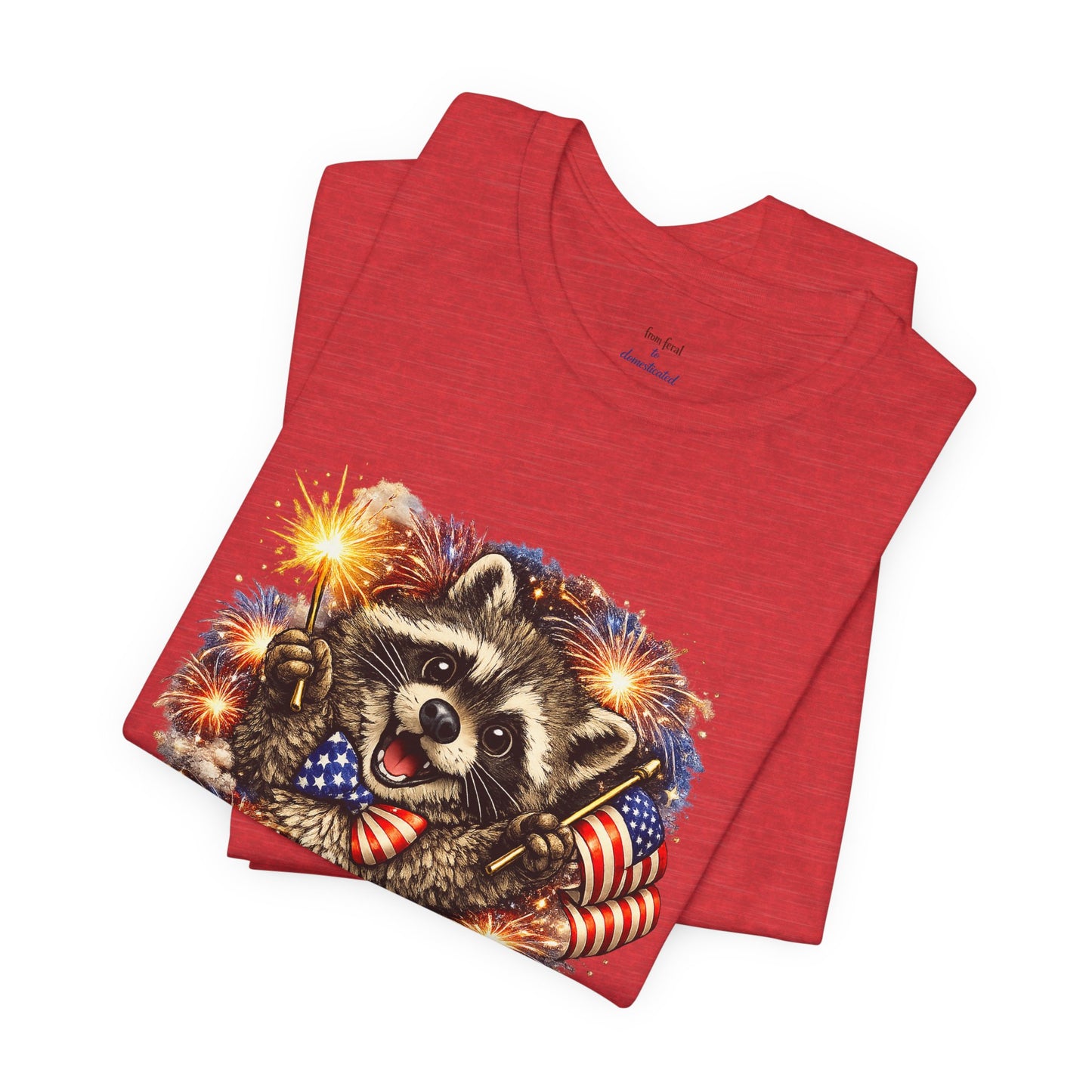 Patriot Raccoon 250th Anniversary T-Shirt — 4th of July Fireworks Flag Tee