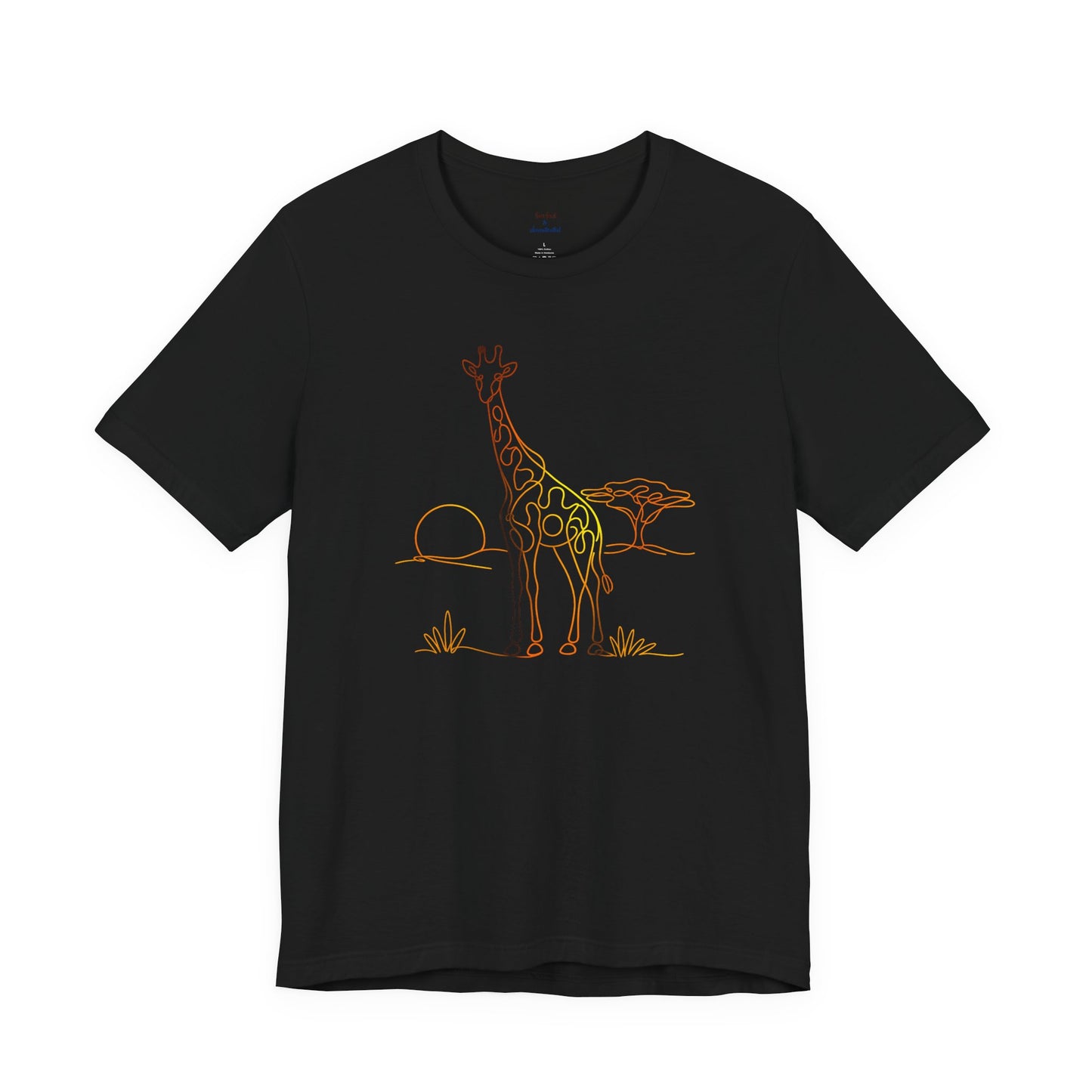 Giraffe Sunset Tee — Minimal Line Art Safari T-Shirt