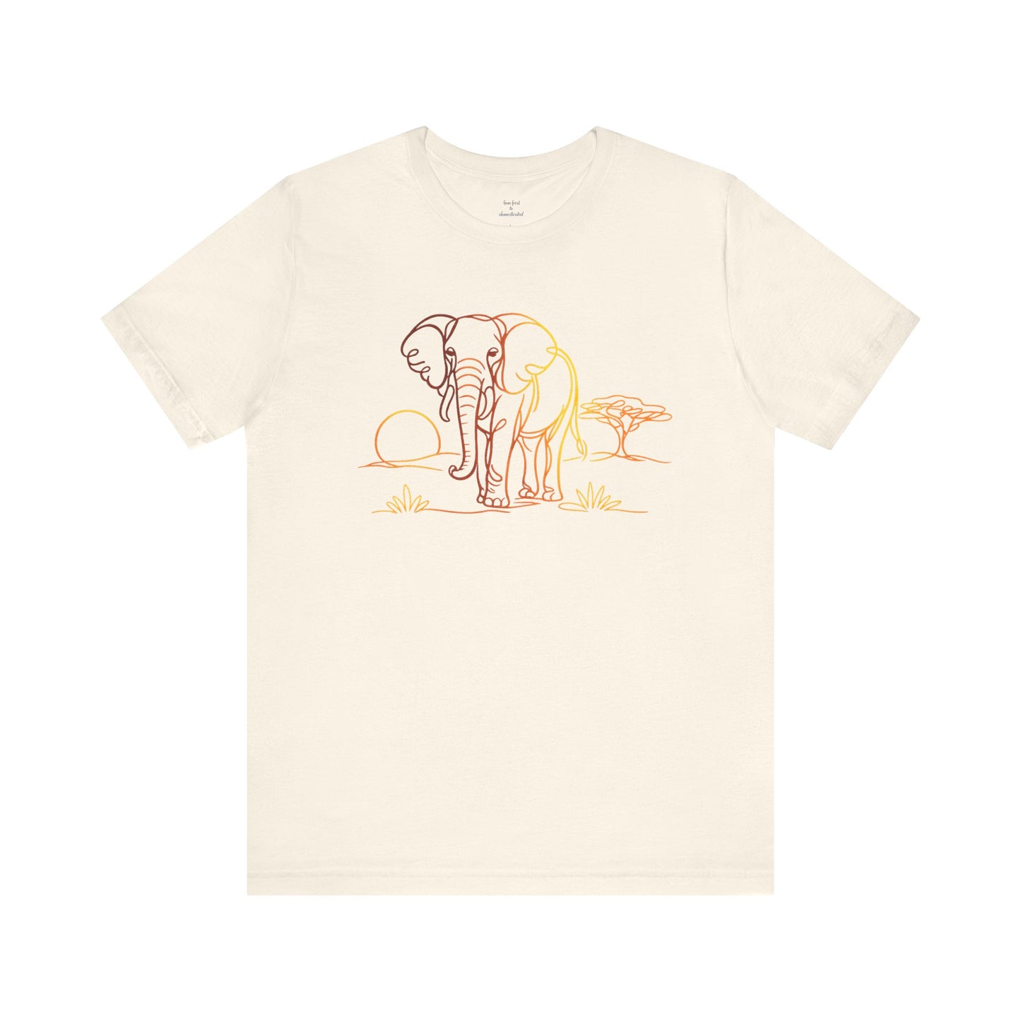 Elephant Sunset Tee — Minimal Line Art Safari T-Shirt