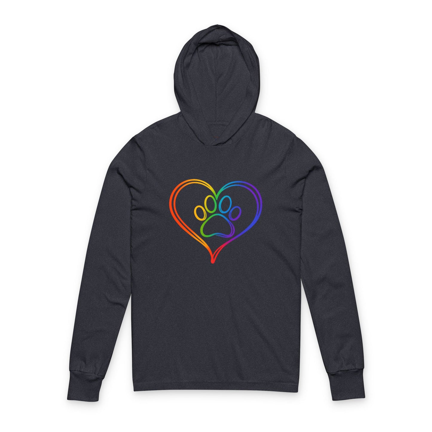 Continuous Line Art Heart/Paw Hooded Long Sleeve Tee