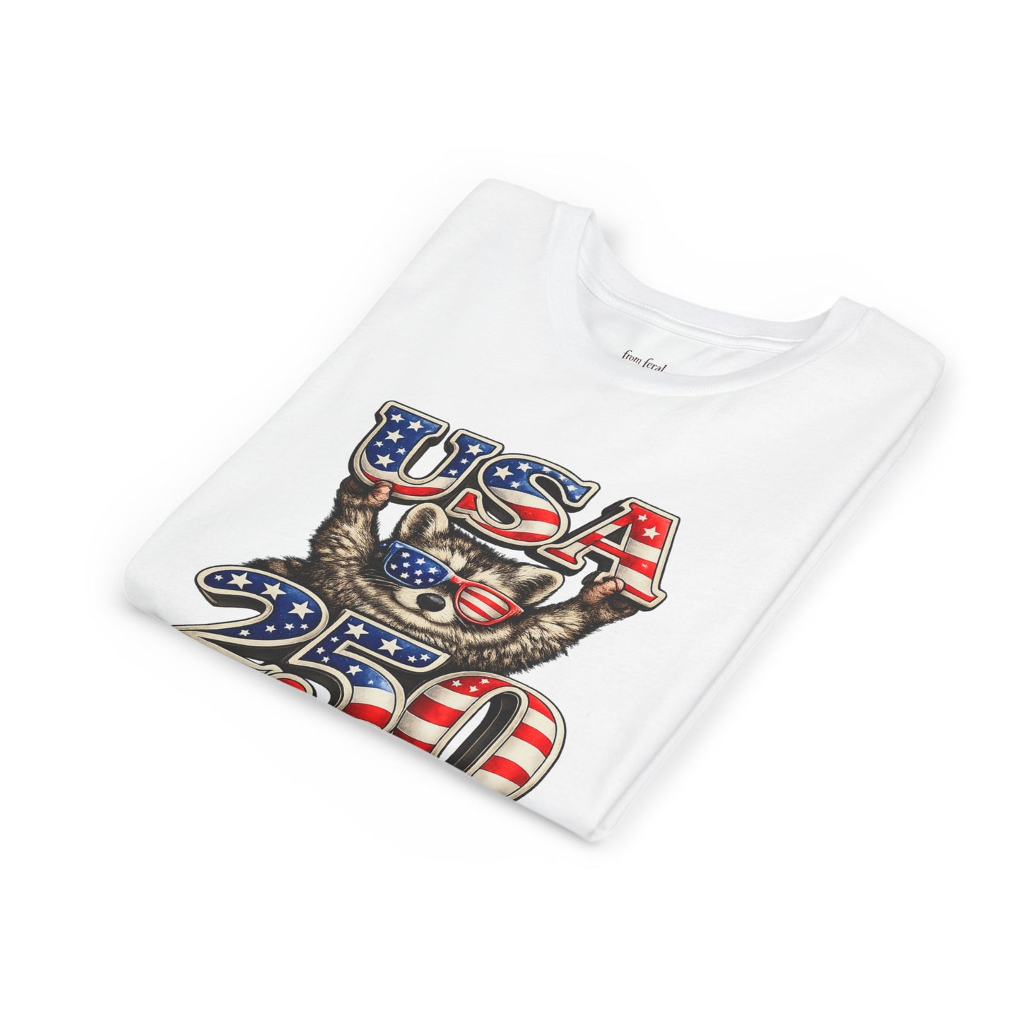 Patriotic Raccoon Youth Tee — Raccoon with USA 250