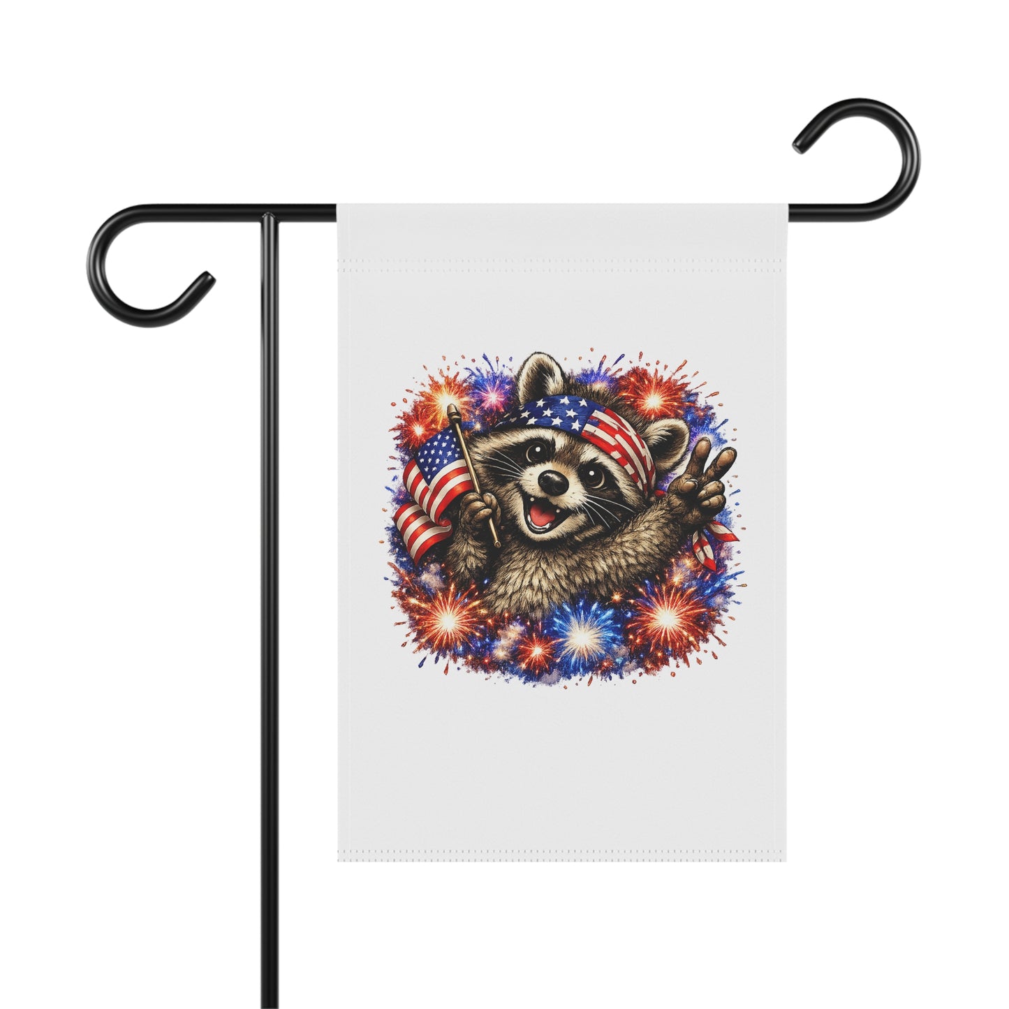 Patriotic Raccoon 250 Garden Flag — 4th of July House Banner