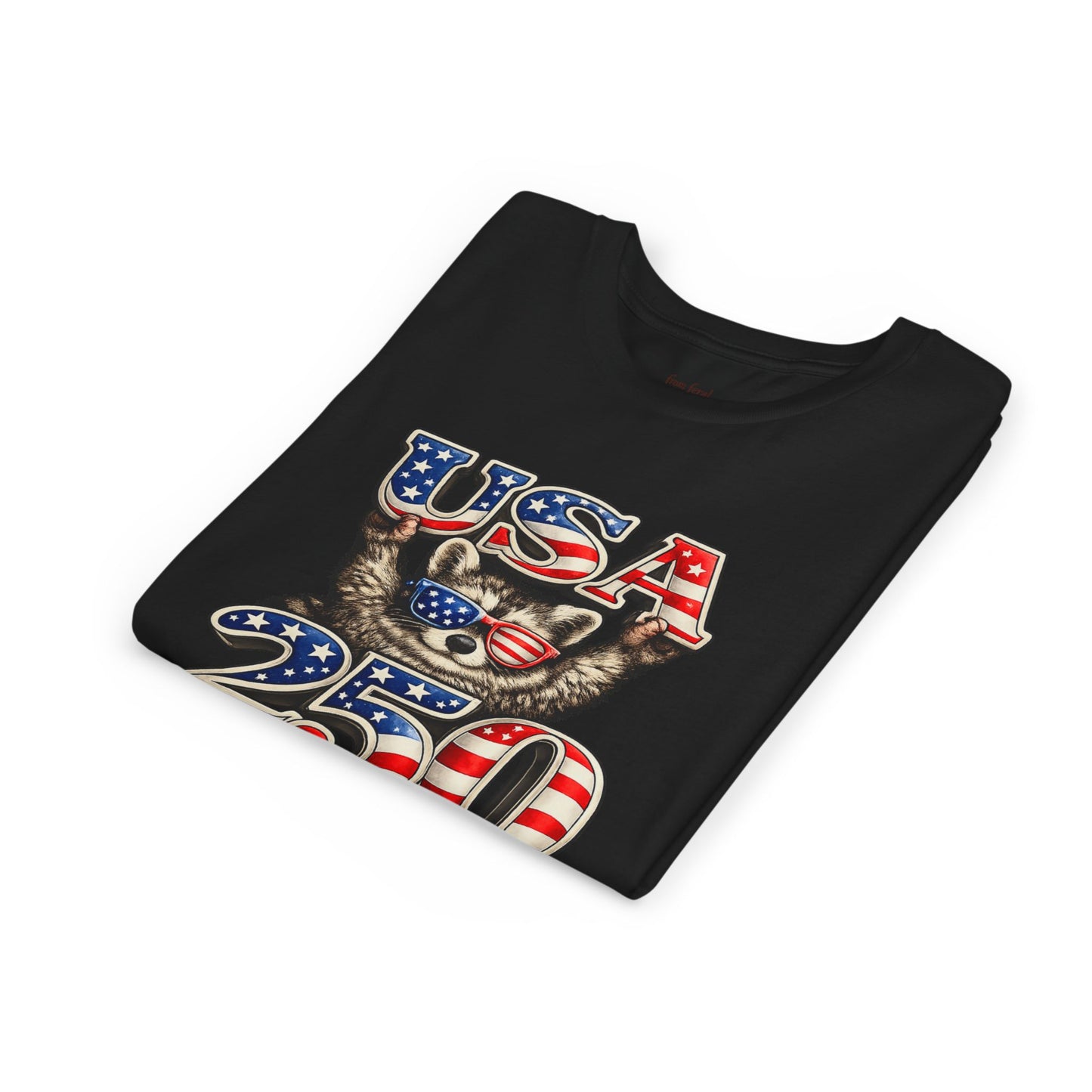 Patriotic Raccoon Youth Tee — Raccoon with USA 250