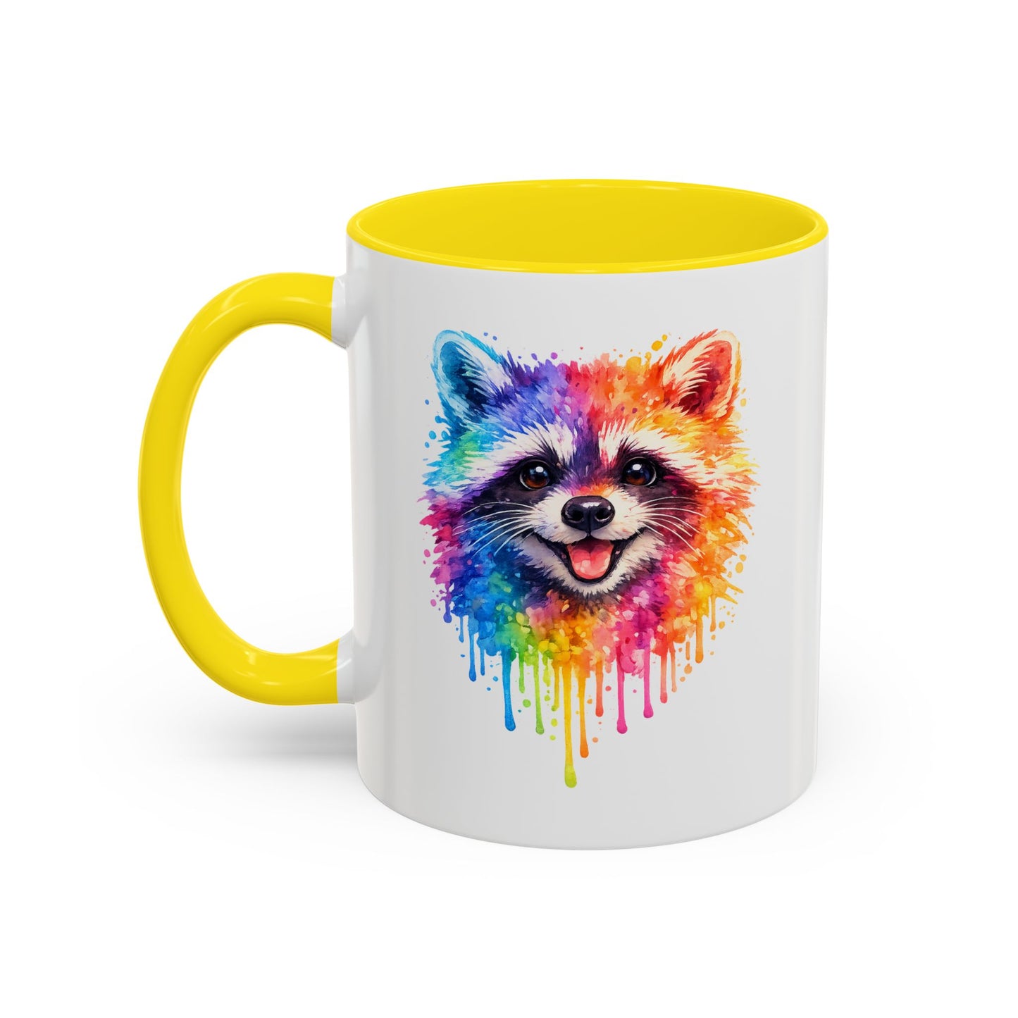 Cheerful Watercolor Raccoon Accent Coffee Mug