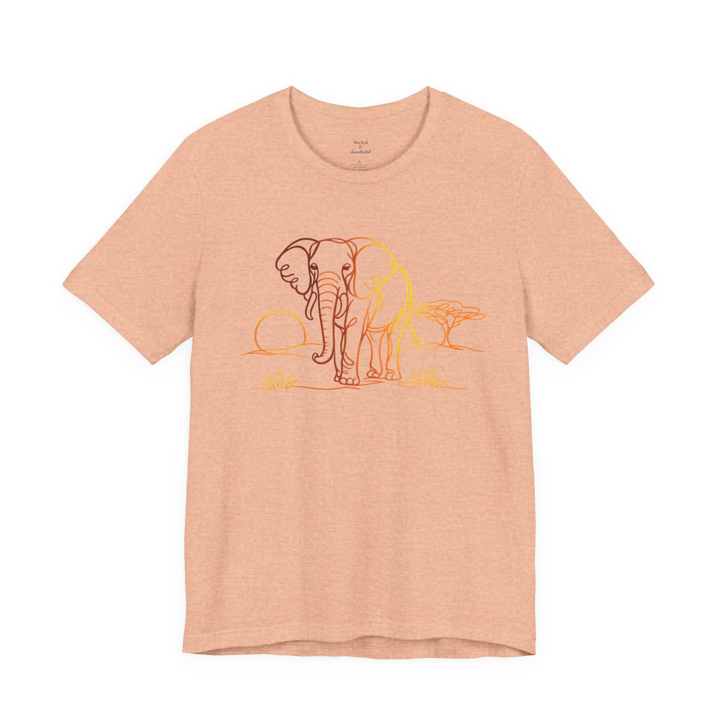 Elephant Sunset Tee — Minimal Line Art Safari T-Shirt