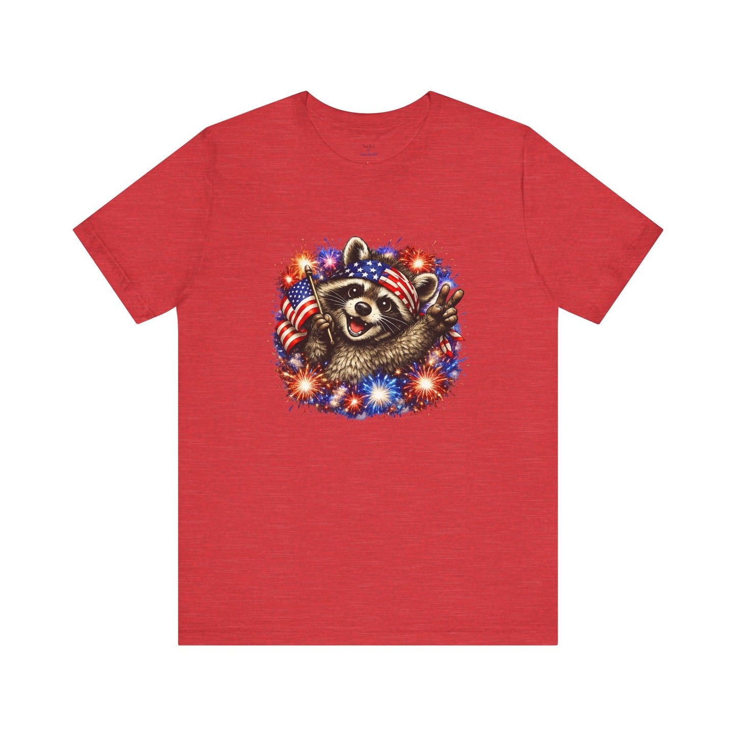 Patriot Raccoon 250th Anniversary T-Shirt — 4th of July Fireworks Flag Tee