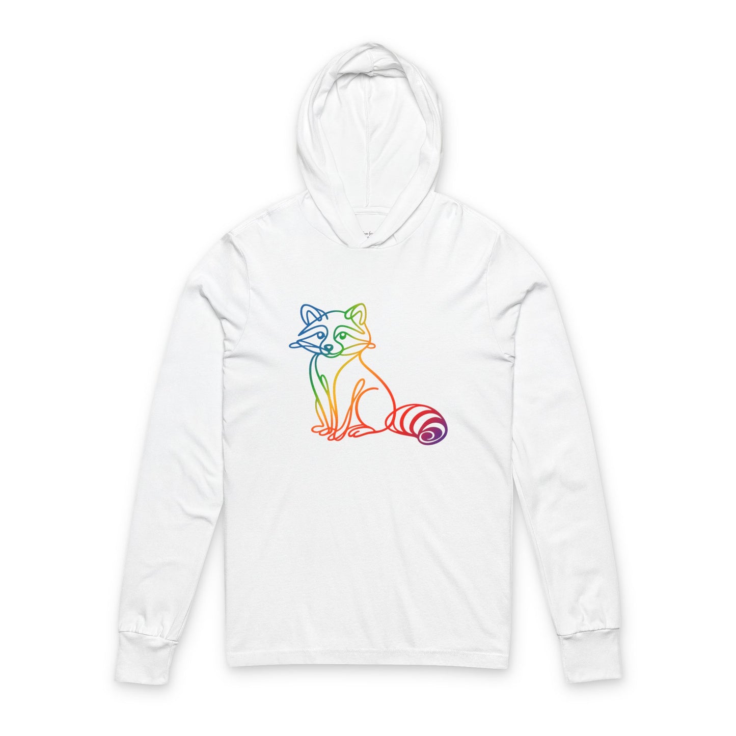 Continuous Line Art | Sitting Raccoon Hooded Long Sleeve Tee