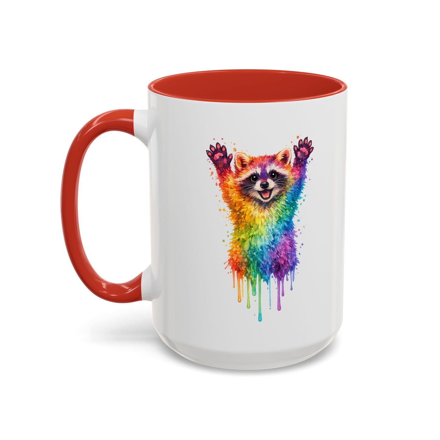 Cheerful Watercolor Raccoon Accent Coffee Mug