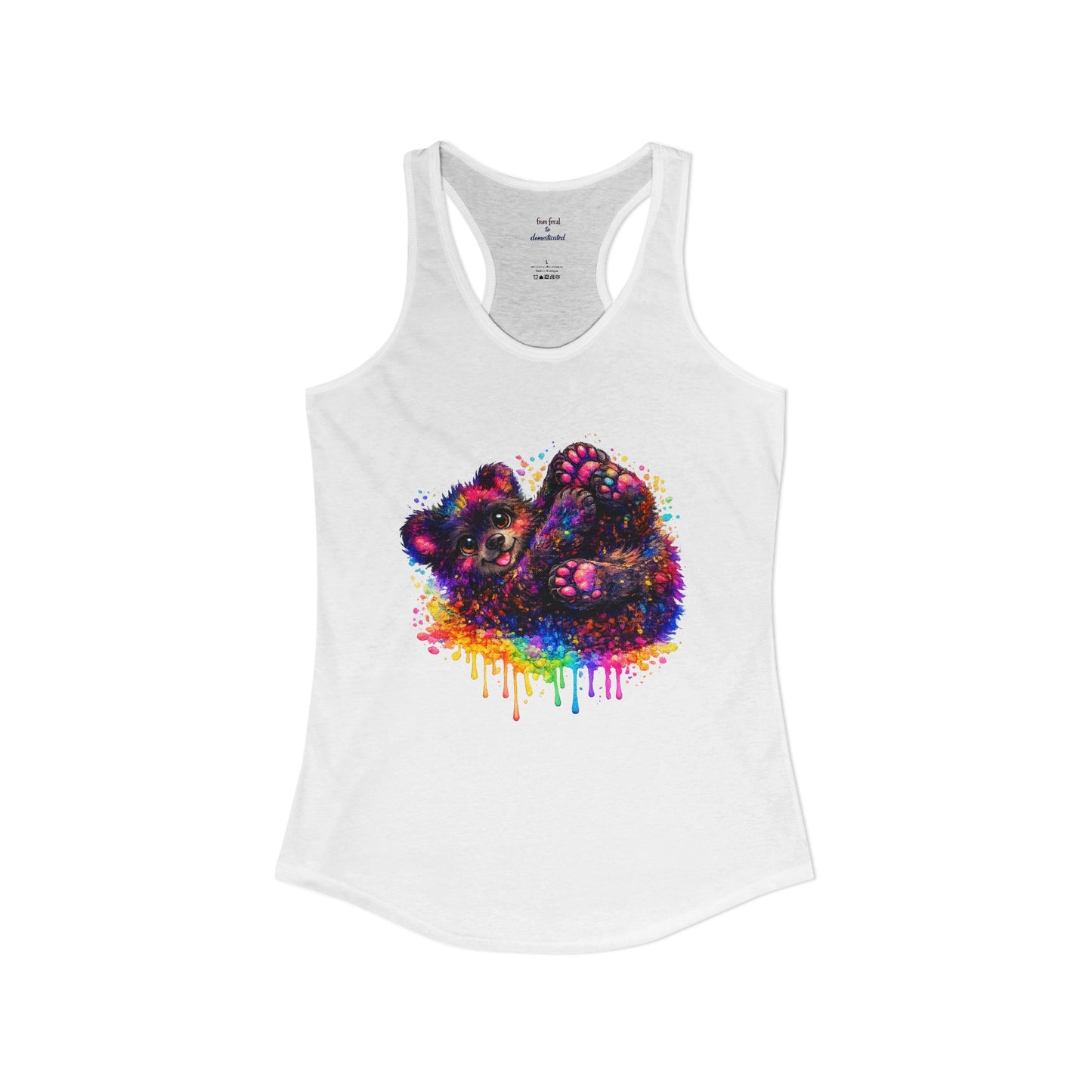 Watercolor Wildlife Bear Cub Racerback Tank