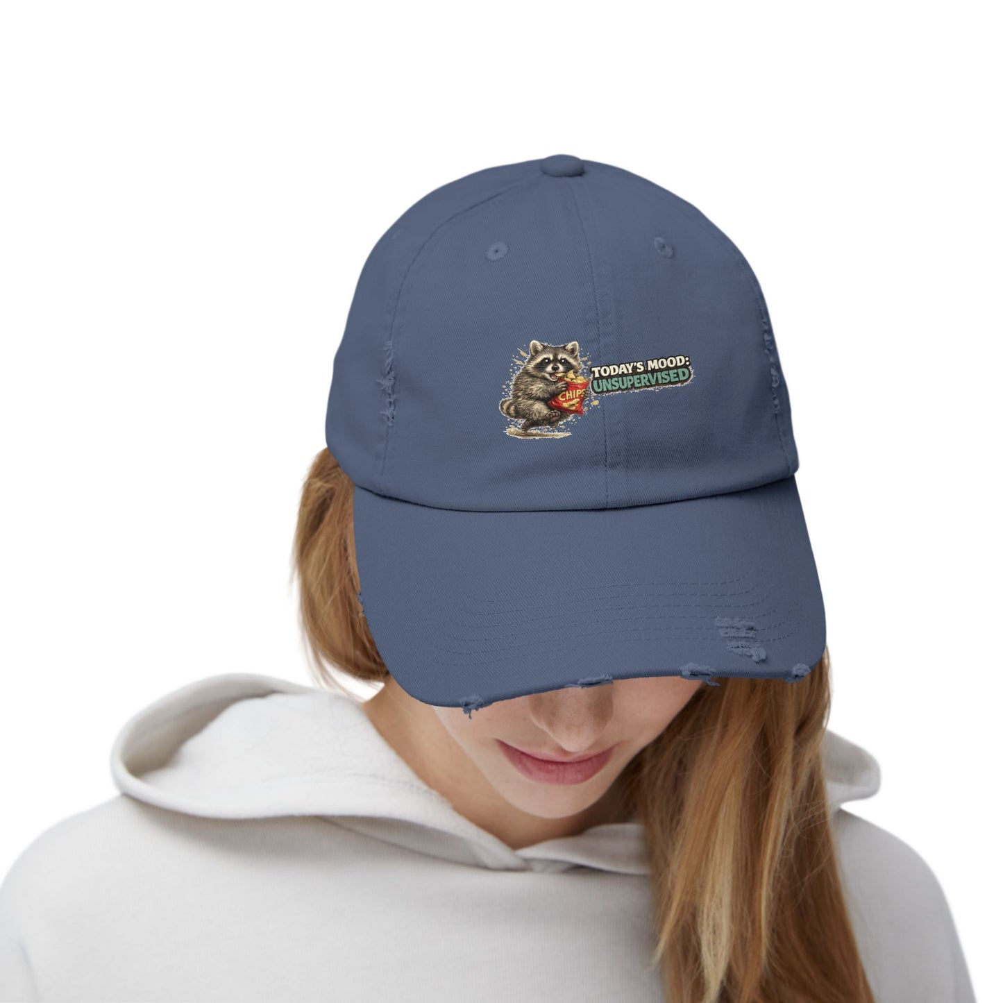 Today's Mood Distressed Cap — Raccoon Mom/Dad Funny Dad Hat
