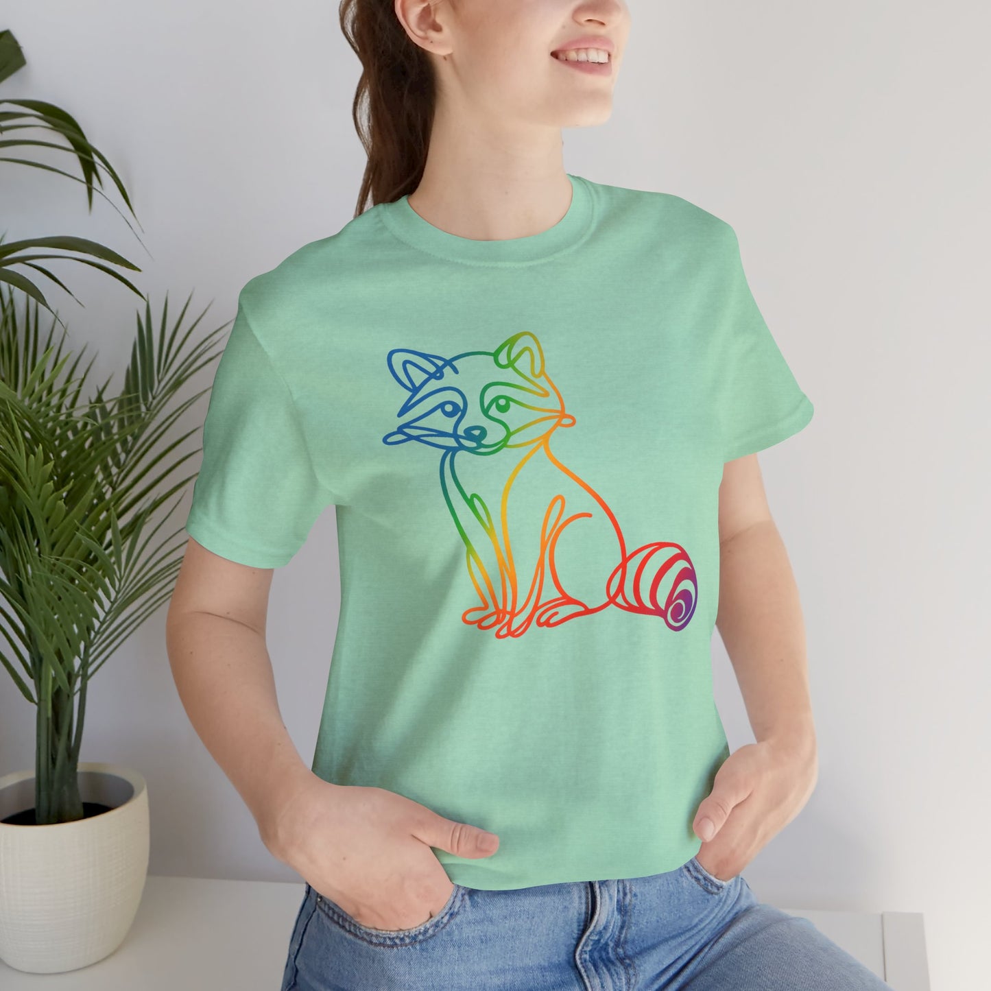 Raccoon Tee — Minimal Line Raccoon Scenic Graphic T-Shirt