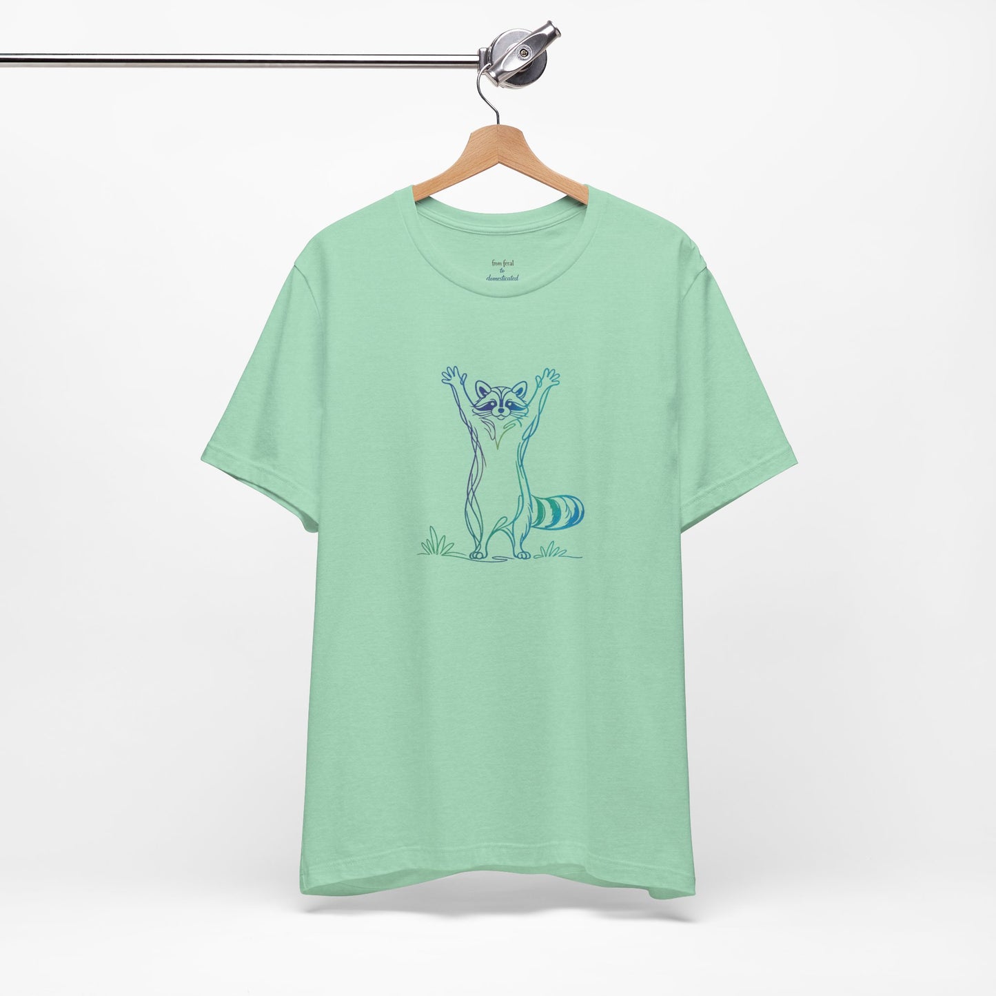 Raccoon Tee — Minimal Line Raccoon Scenic Graphic T-Shirt