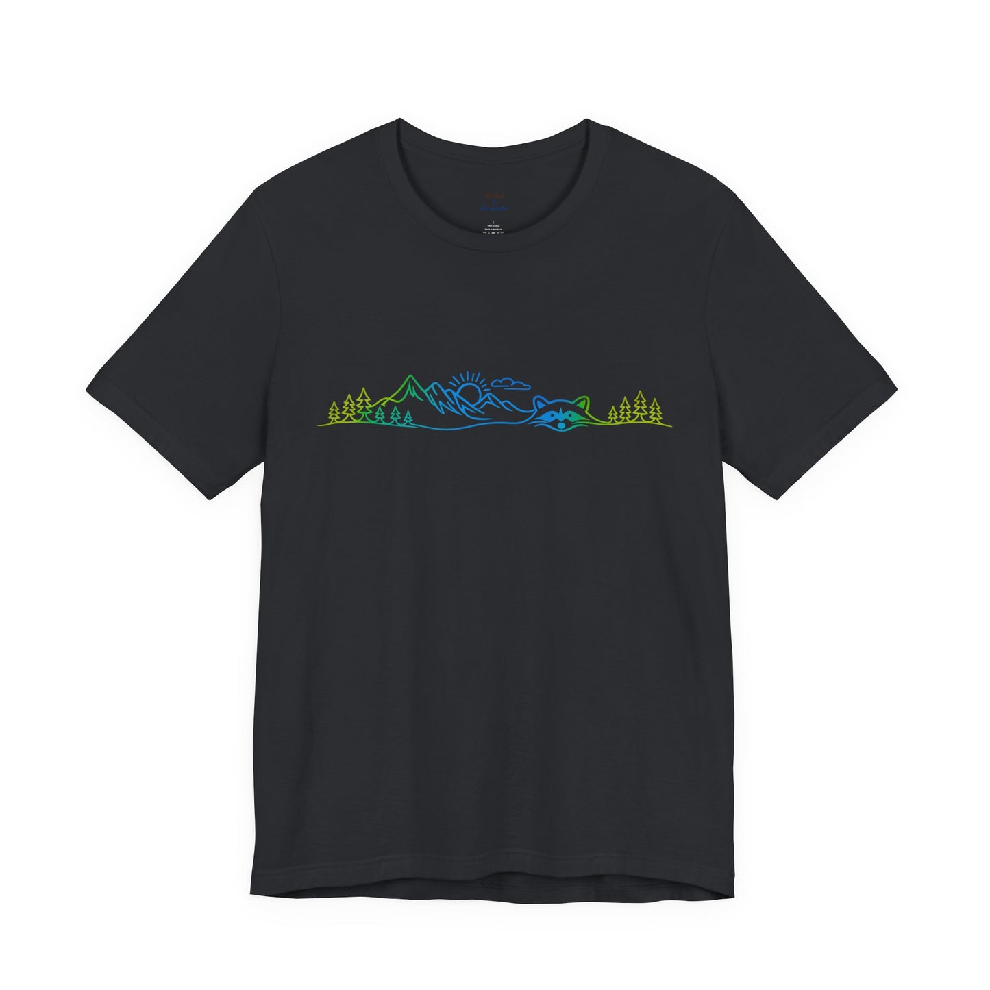 Raccoon Tee — Minimal Line Raccoon Scenic Graphic T-Shirt
