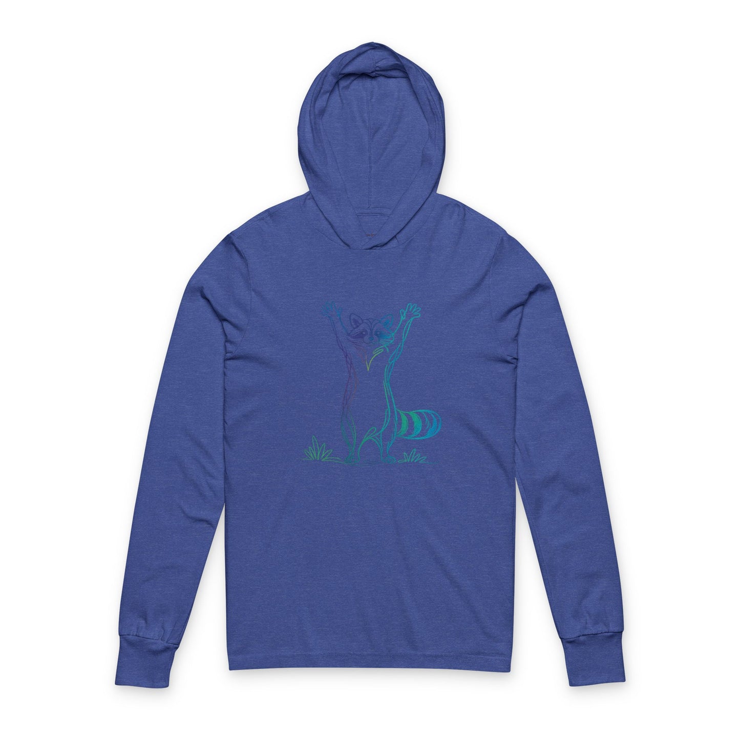 Continuous Line Art | Northern Lights Raccoon Hooded Long Sleeve Tee