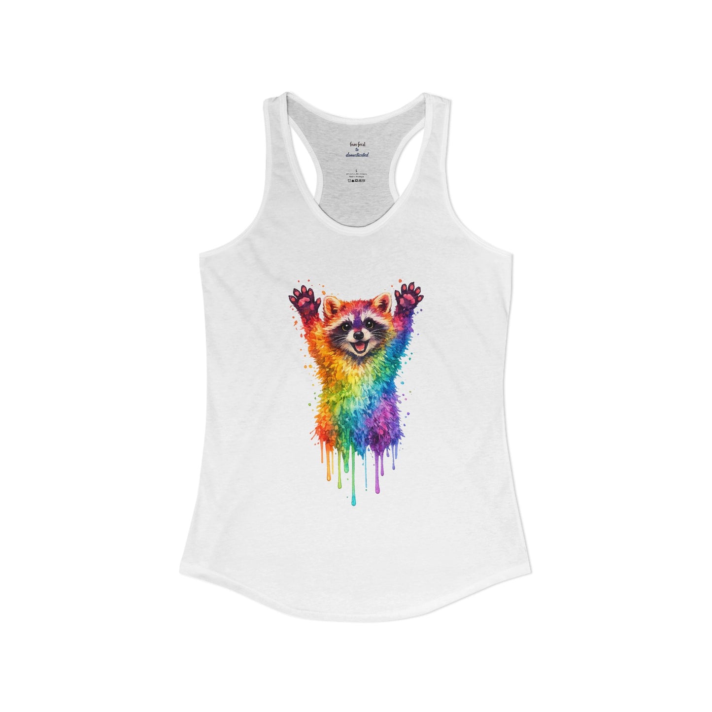 Watercolor Wildlife Raccoon Racerback Tank