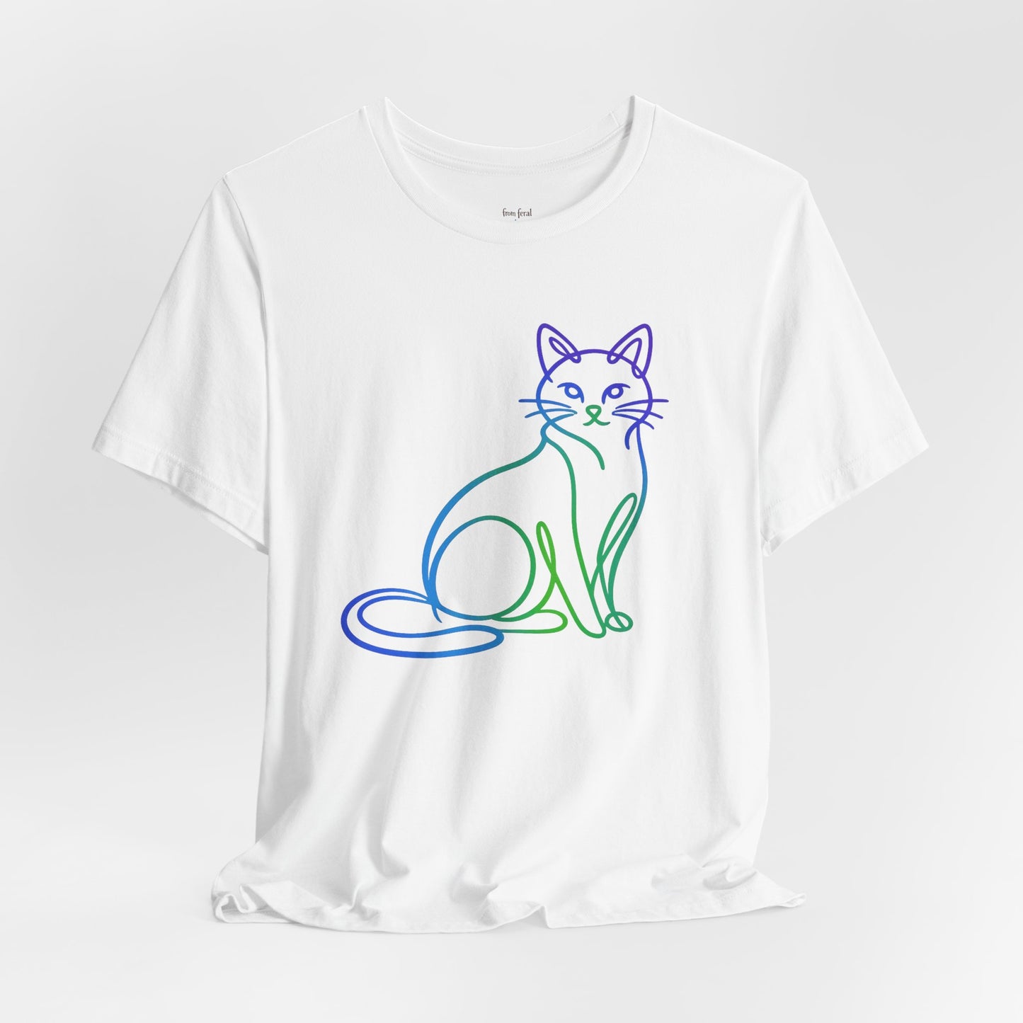 Colorful Line-Work Sitting Cat T-Shirt