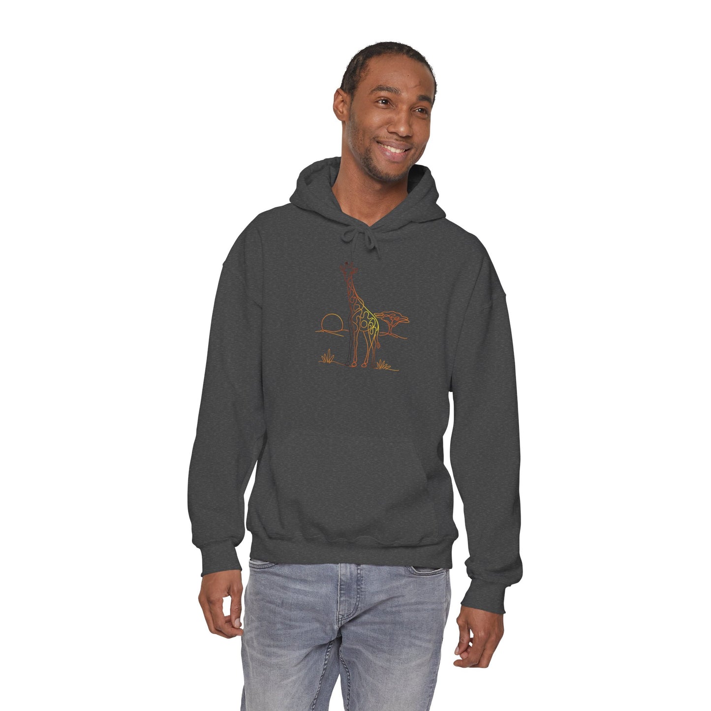 Giraffe Line Art Hoodie – Minimal Safari Illustration