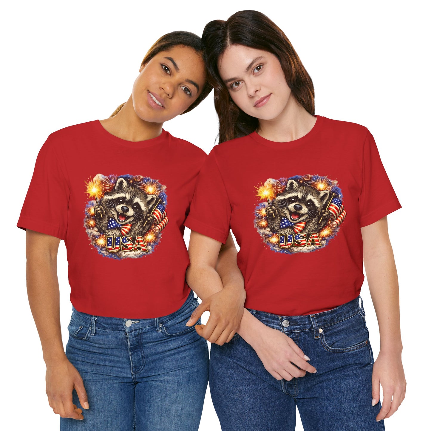Patriot Raccoon 250th Anniversary T-Shirt — 4th of July Fireworks Flag Tee