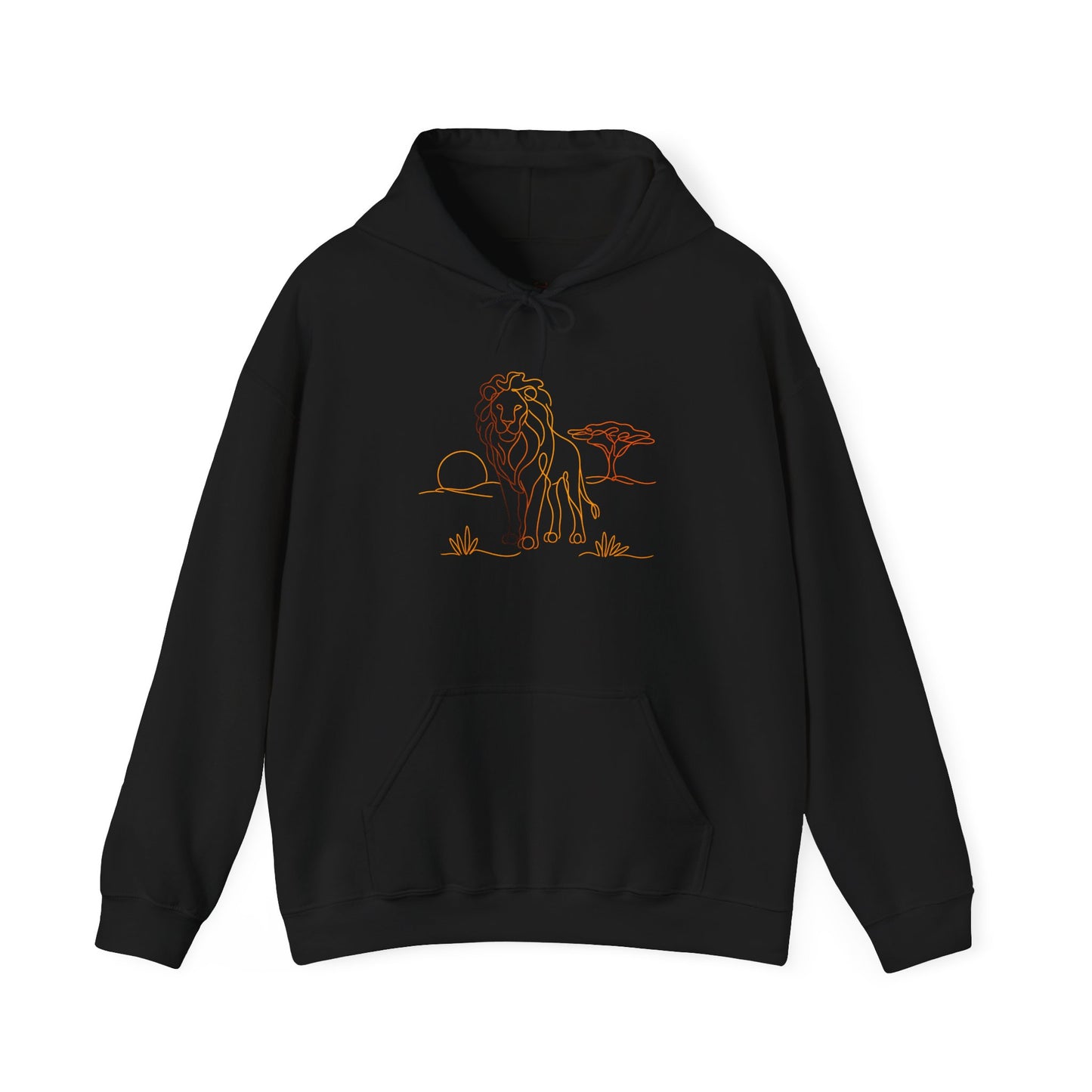 Lion Line Art Hoodie — Minimal Safari Sweatshirt