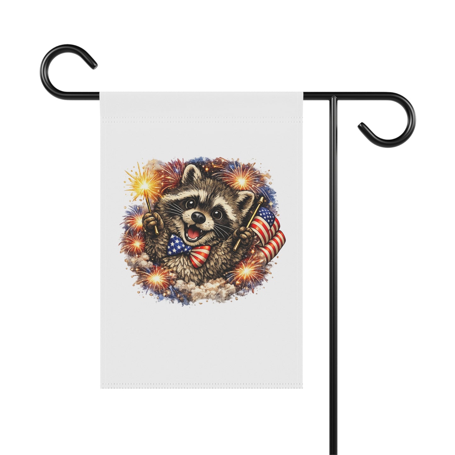Patriotic Raccoon 250 Garden Flag — 4th of July House Banner